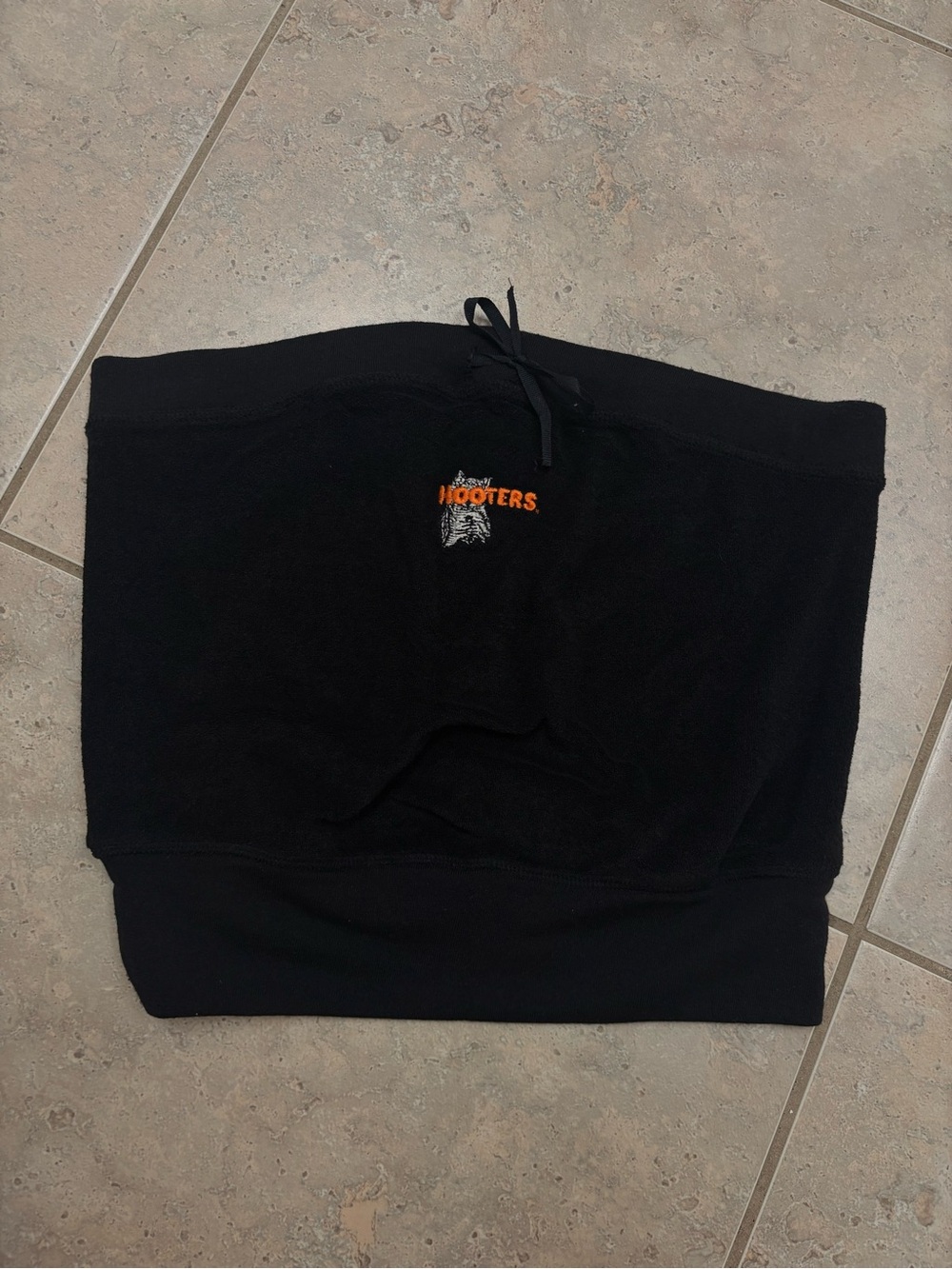 Hooters Black Terry Cloth Tube Top with Drawstring